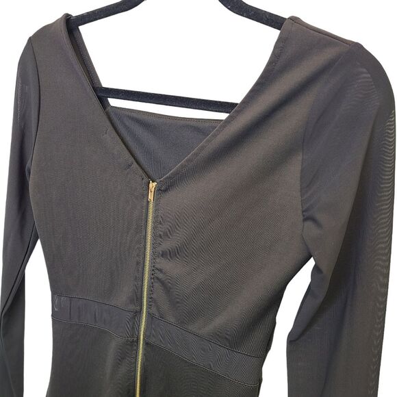 Charlotte Russe Black Long Sleeve Bodycon Sheer Cutout Mini Dress M - Picture 7 of 16